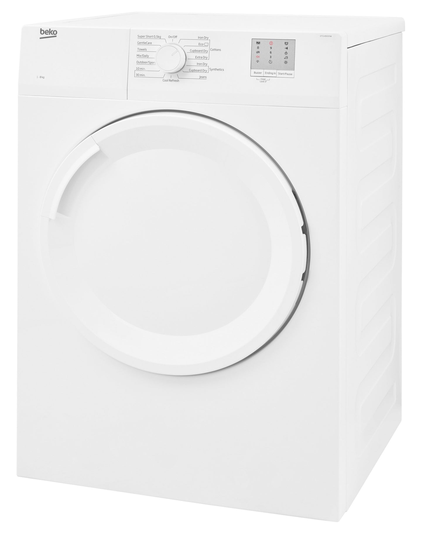 8KG Vented Tumble Dryer | White | DTGV8000W