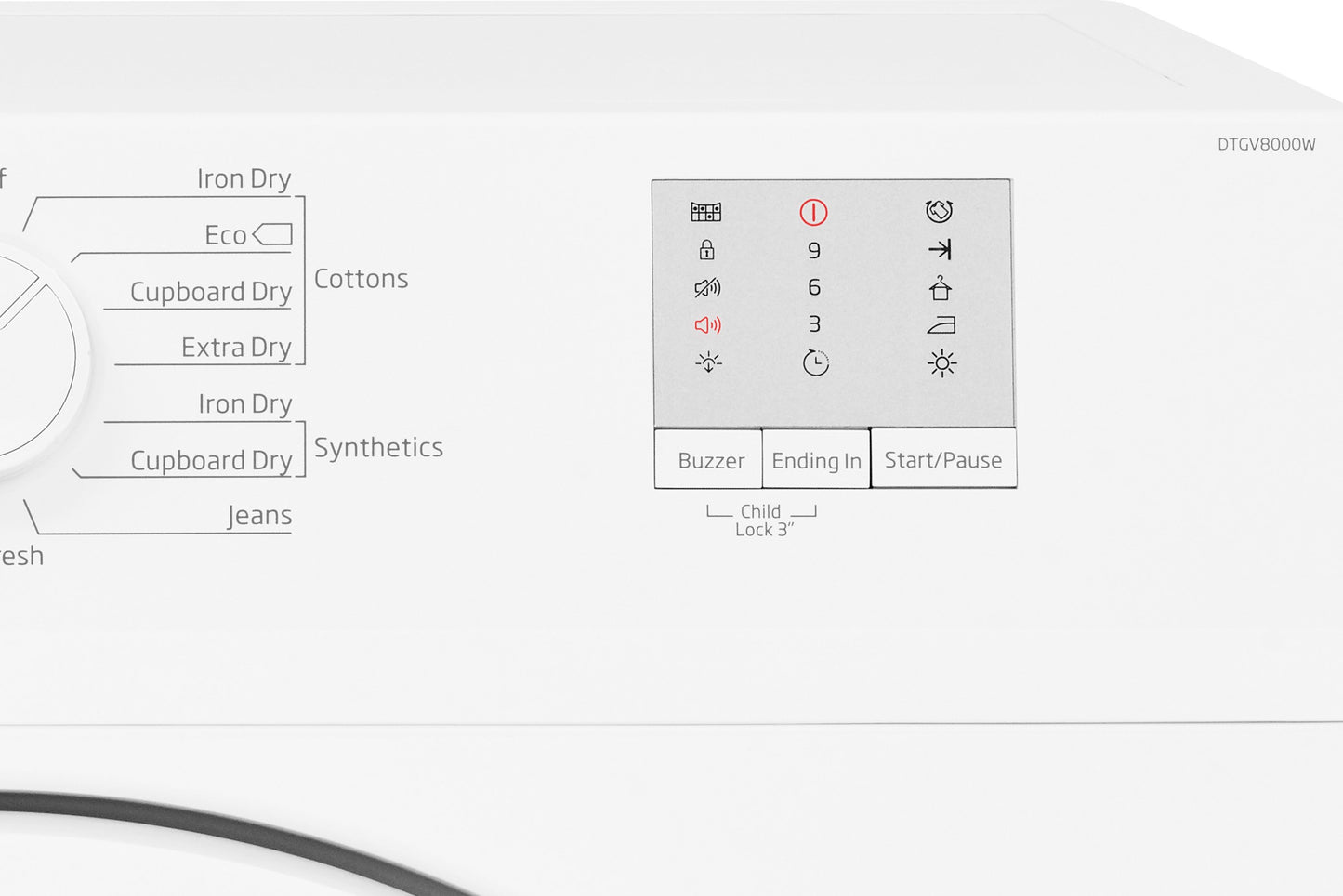 8KG Vented Tumble Dryer | White | DTGV8000W