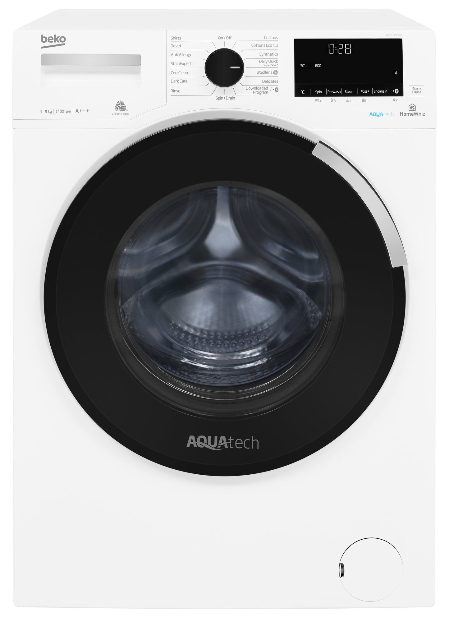 9kg, 1400rpm AquaTech Washing Machine in White | WY940P44EW | More Colour Options