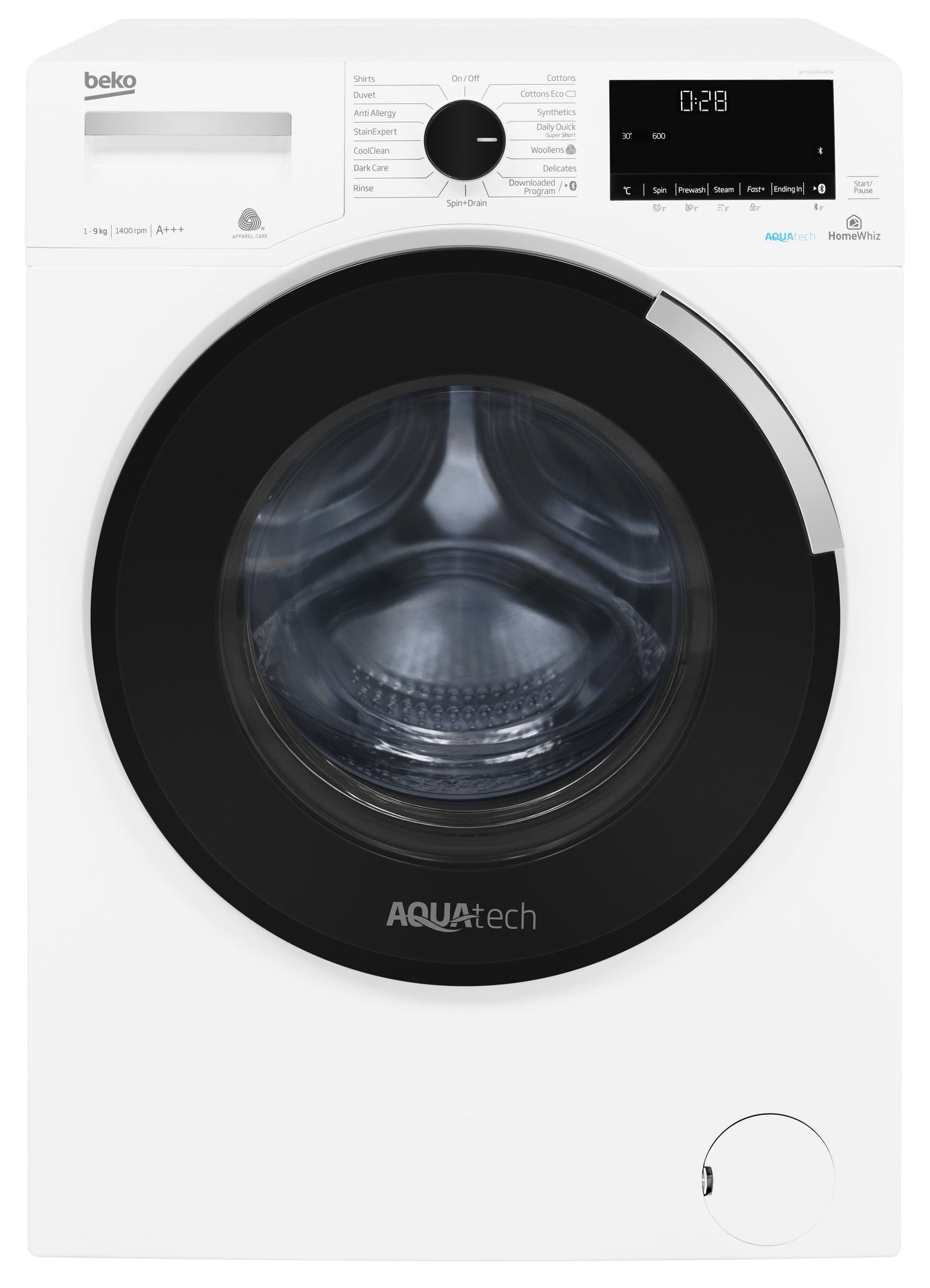 9kg, 1400rpm AquaTech Washing Machine in White | WY940P44EW | More Colour Options