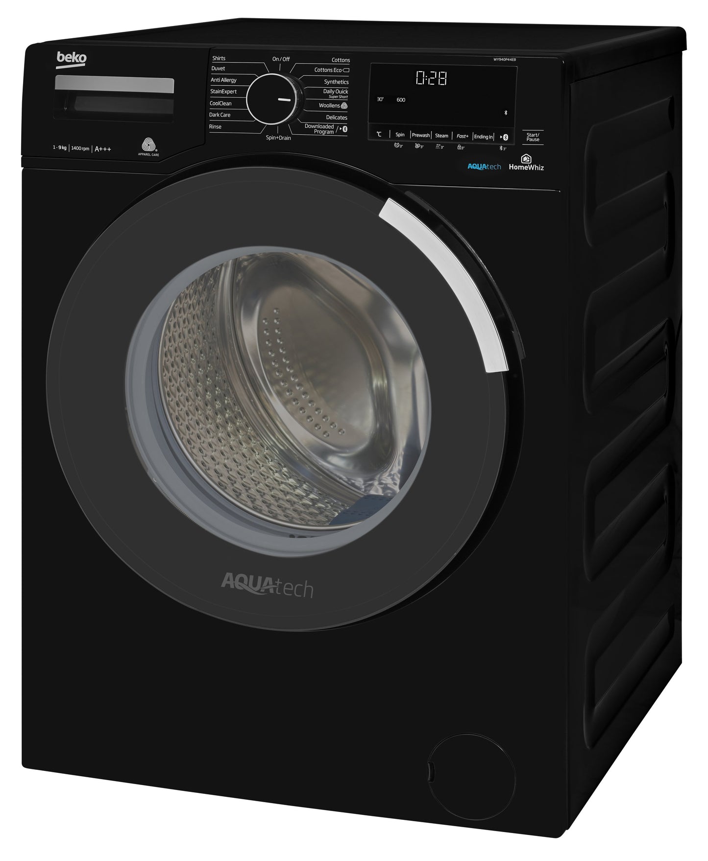 9kg, 1400rpm AquaTech Washing Machine in Black | WY940P44EB | More Colour Options