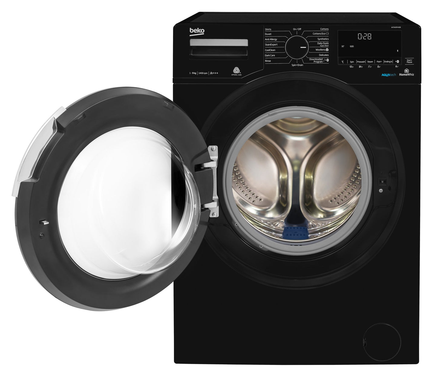 9kg, 1400rpm AquaTech Washing Machine in Black | WY940P44EB | More Colour Options