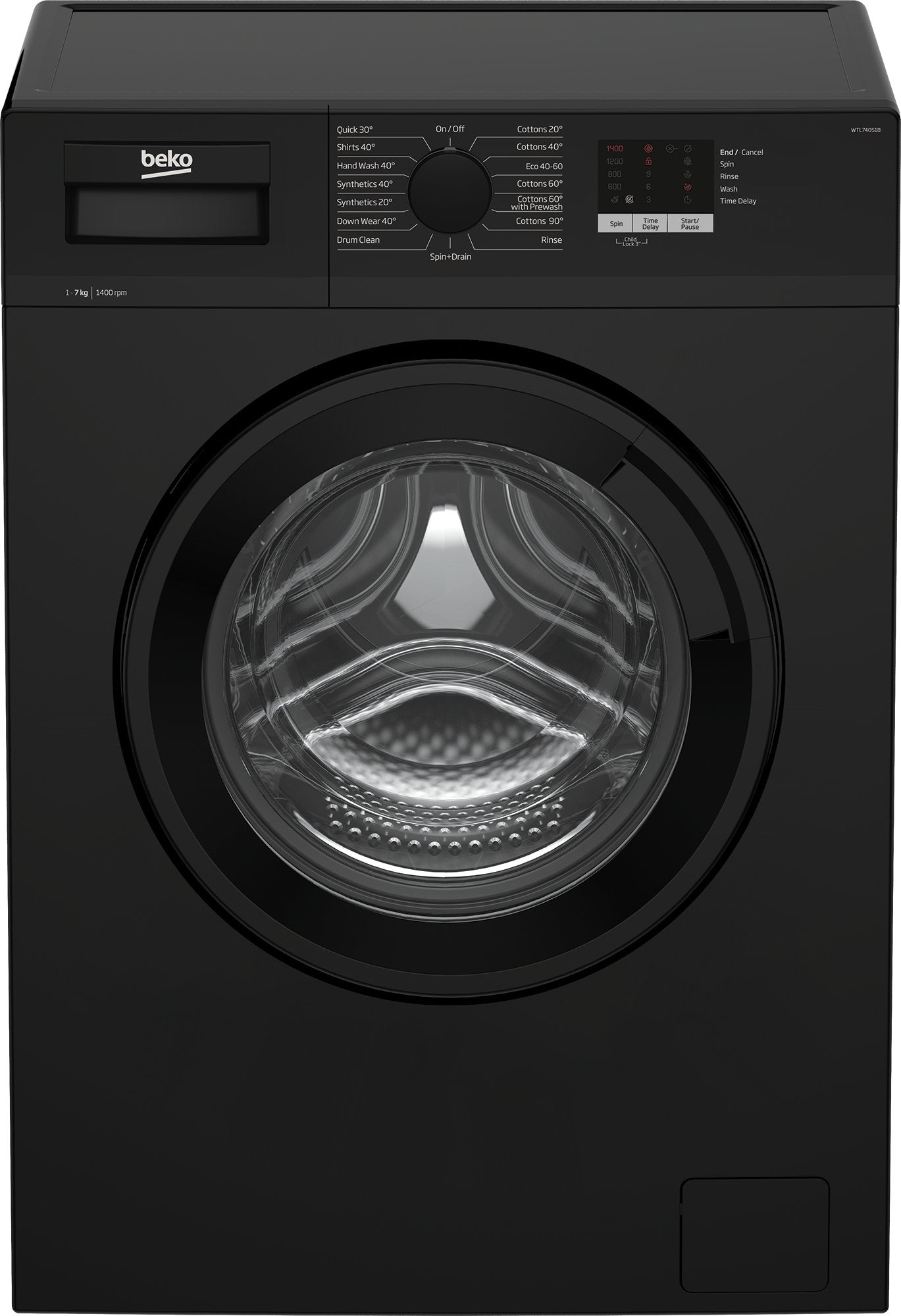 7kg, 1400rpm Washing Machine | Black | WTL74051B