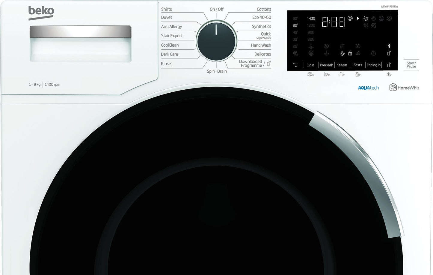 AquaTech 9kg, 1400rpm Washing Machine | White | WEY94P64EW | More Colour Options