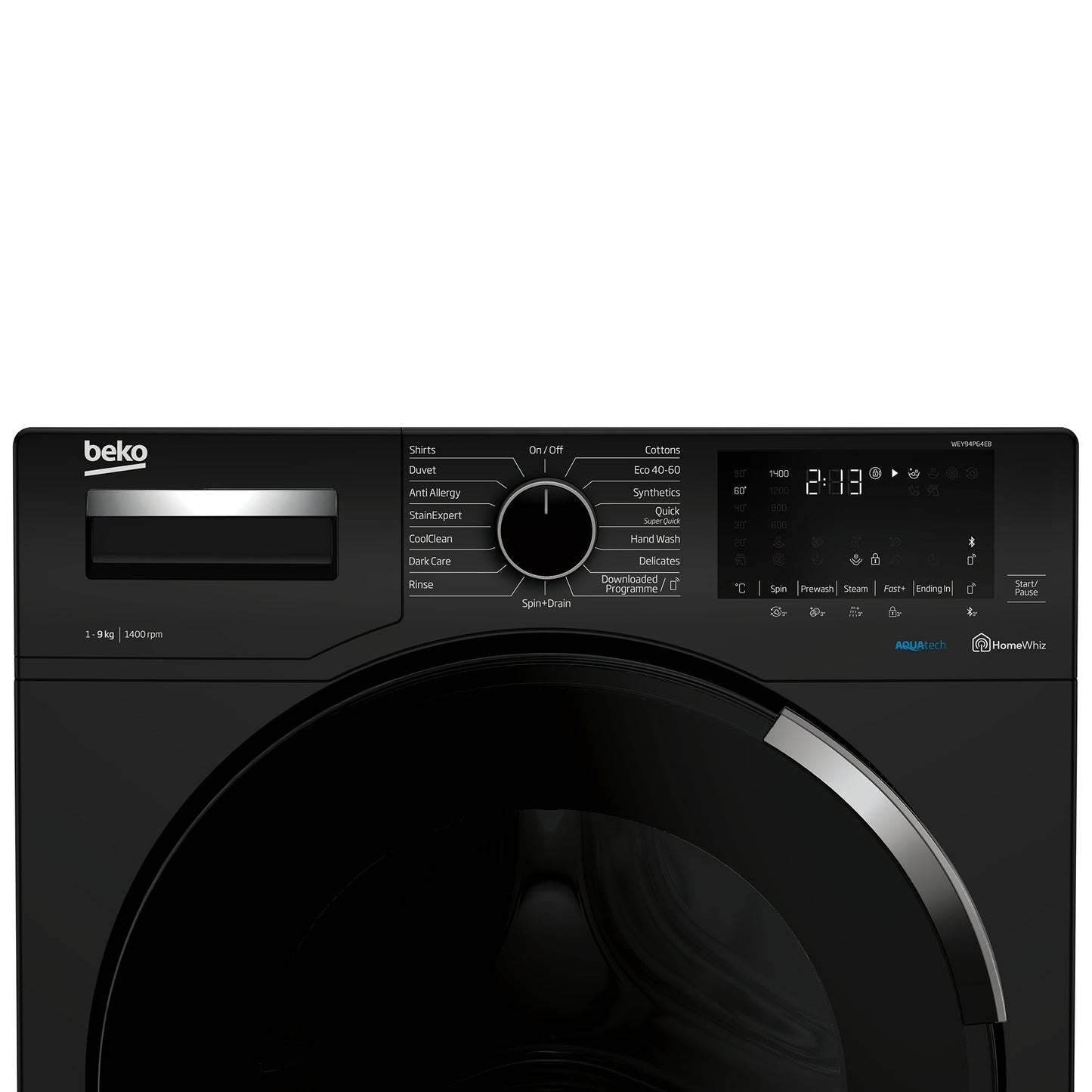 AquaTech 9kg, 1400rpm Washing Machine | Black | WEY94P64EB | More Colour Options