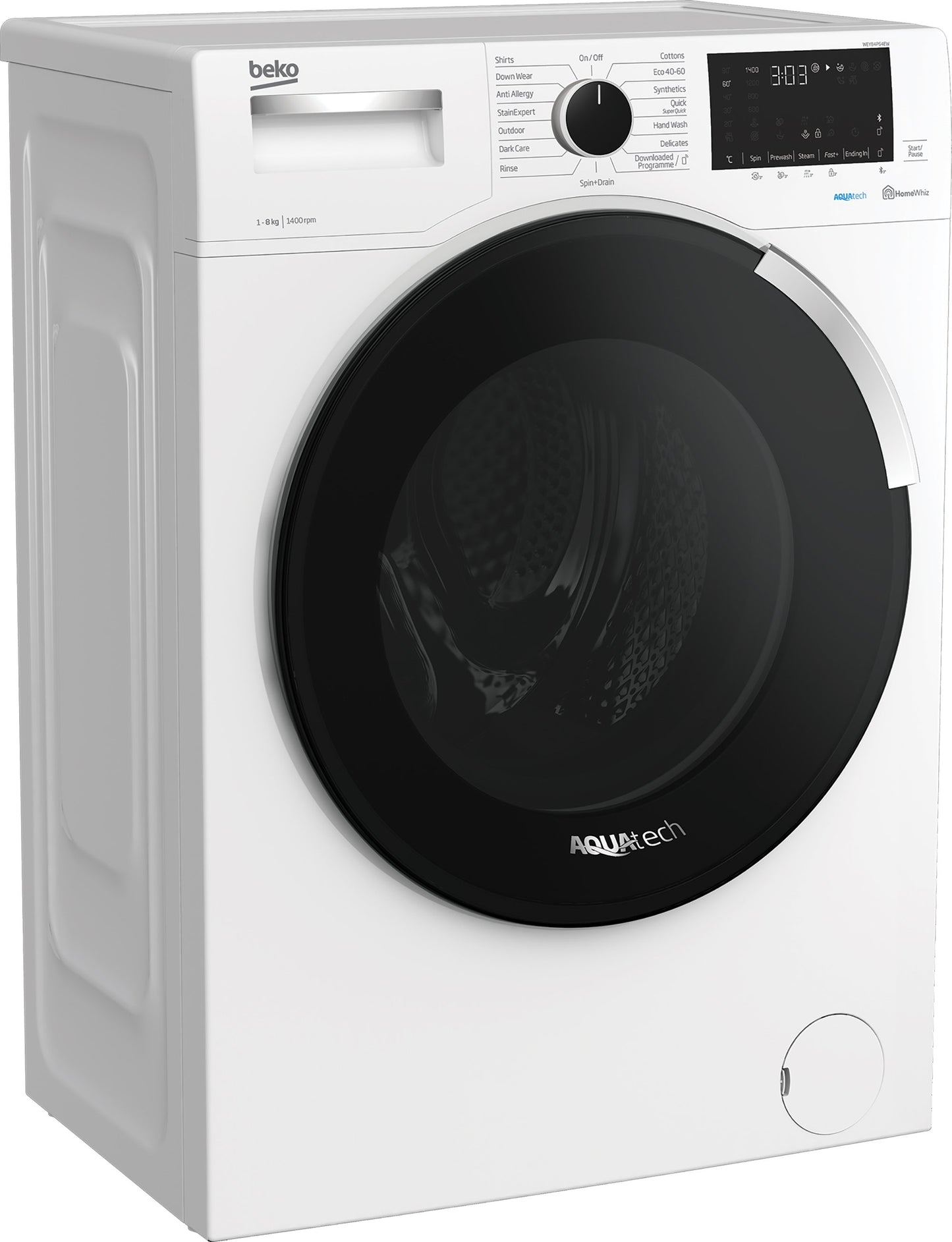AquaTech 8kg, 1400rpm Washing Machine in White | WEY84P64EW