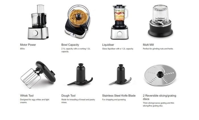 Multipro Compact Food Processor, 800W | Stainless Steel | FDM302SS