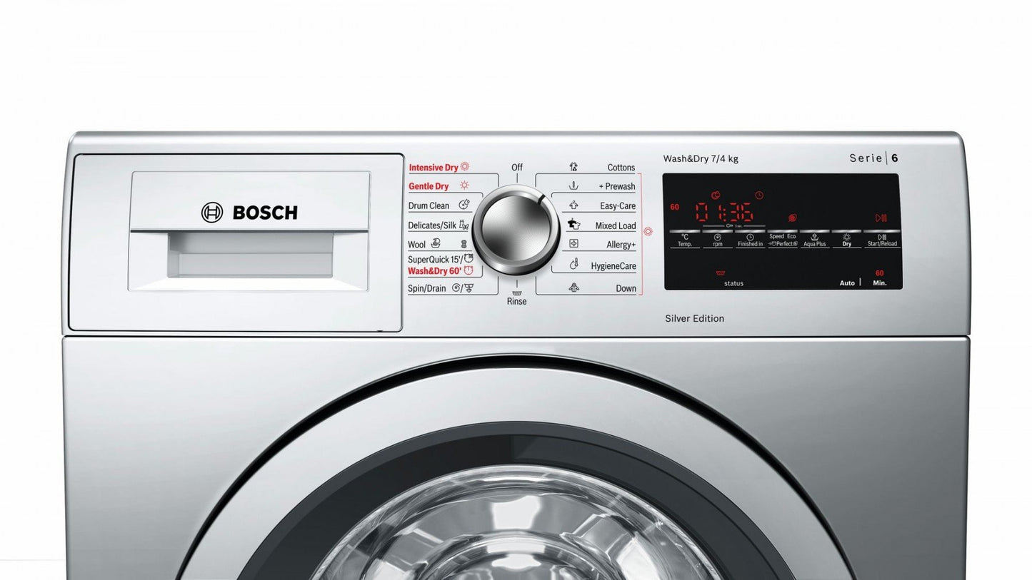 Washer Dryer, 7kg/4kg 1500rpm | Silver |  WVG3047SGB