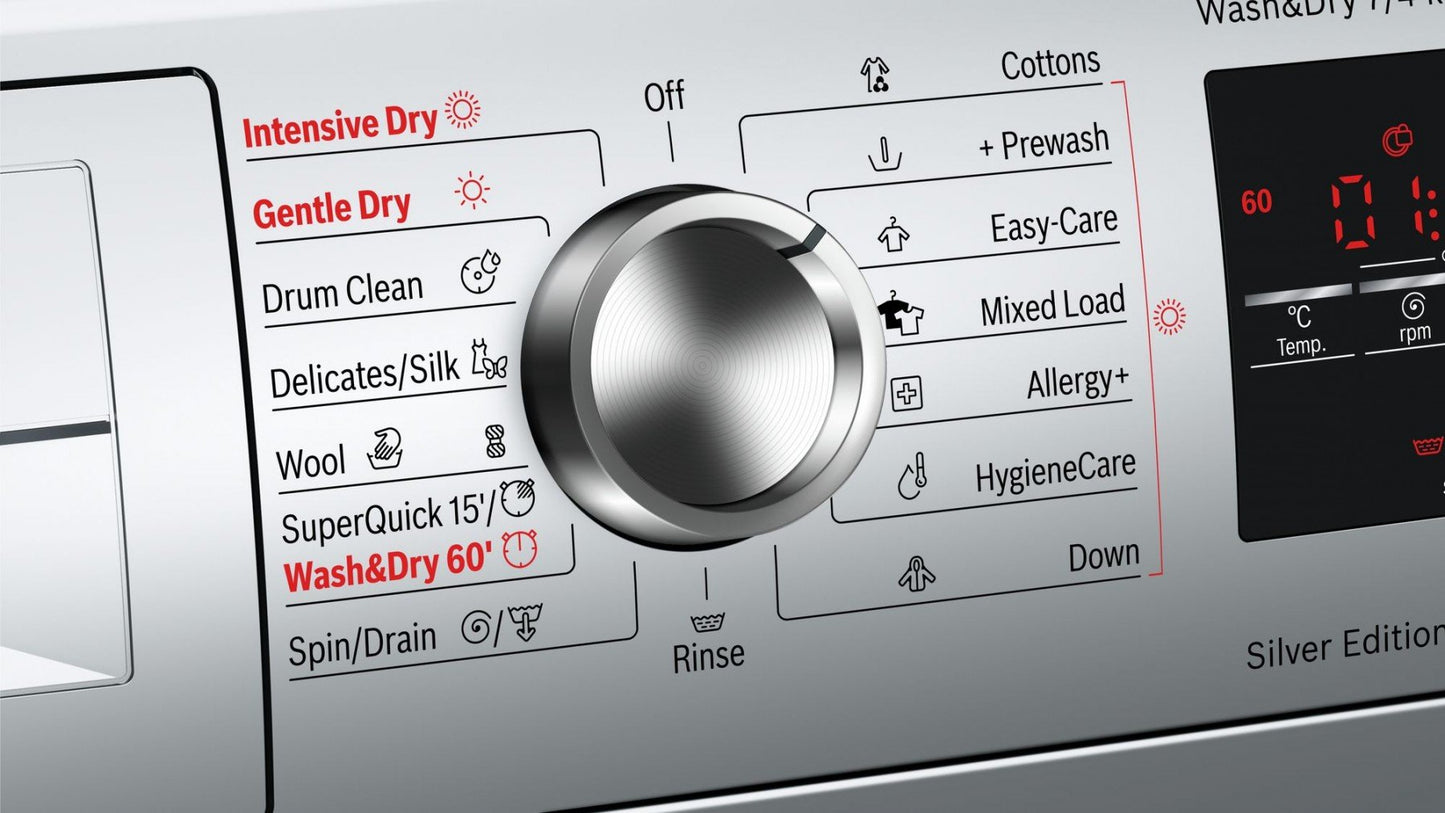 Washer Dryer, 7kg/4kg 1500rpm | Silver |  WVG3047SGB