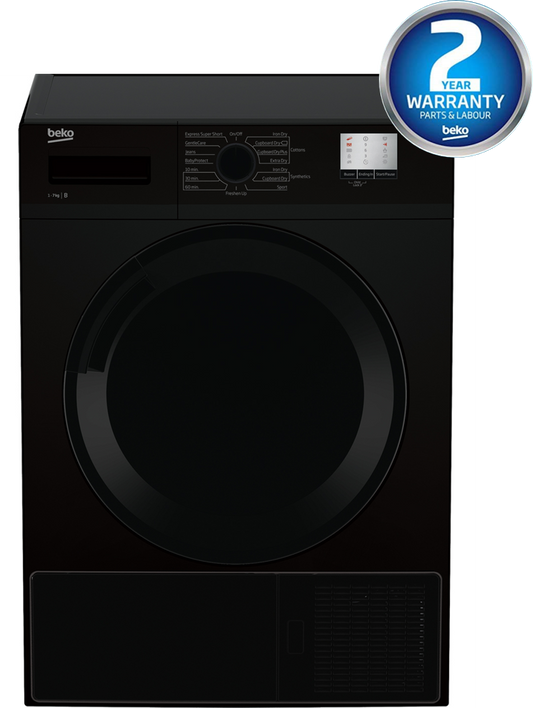 7KG Condenser Tumble Dryer in Black | DTLCE70051B | More Colour Options