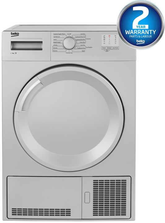7KG Condenser Tumble Dryer in Silver | DTLCE70051S | More Colour Options